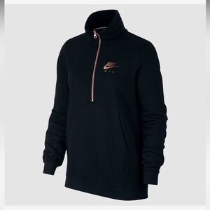 Nike Air Black Rose Gold 1/2 Zip Pullover Sweatshirt Small